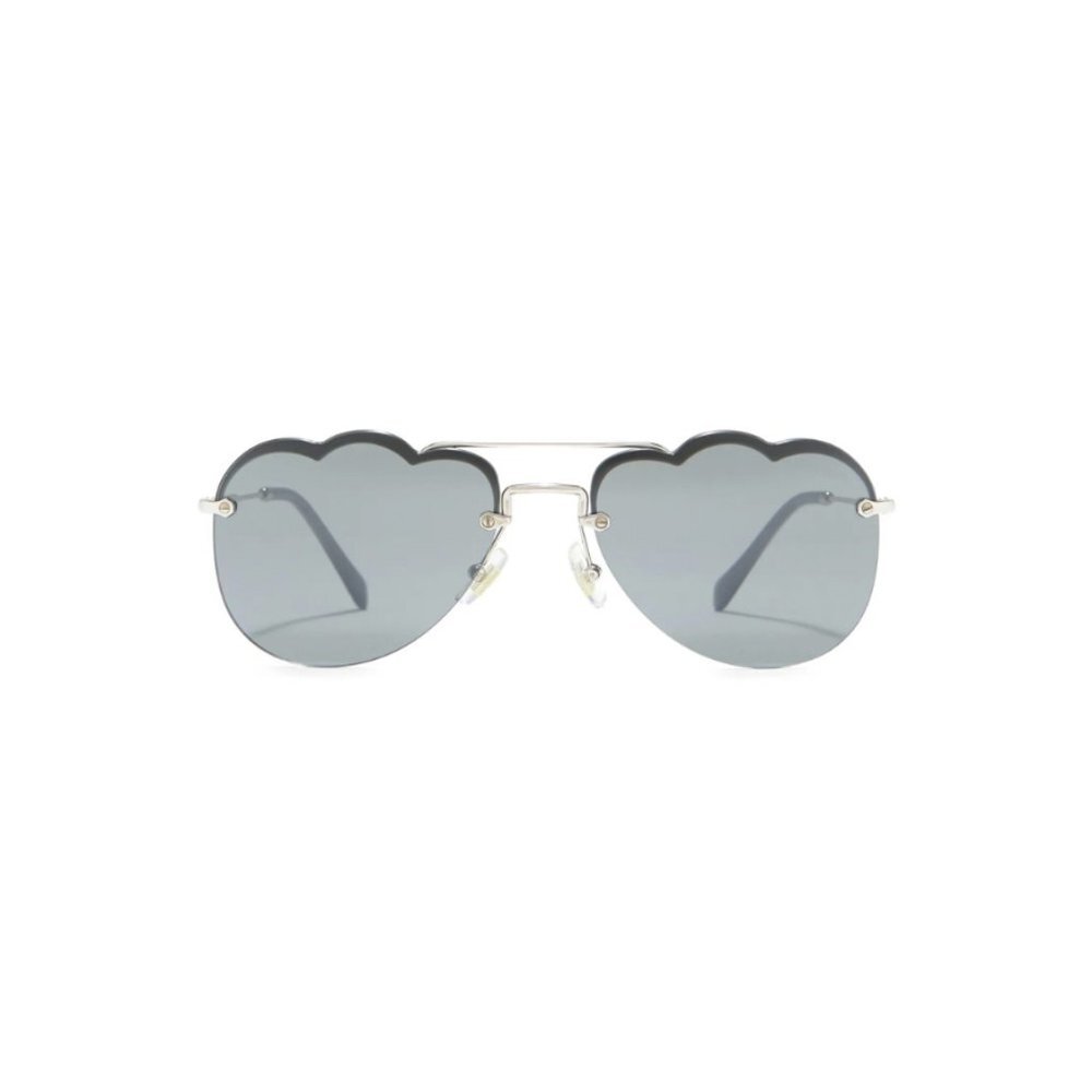 MIU MIU 58mm Irregular Sunglasses - Dark Grey Flash Silver - Authentic - New